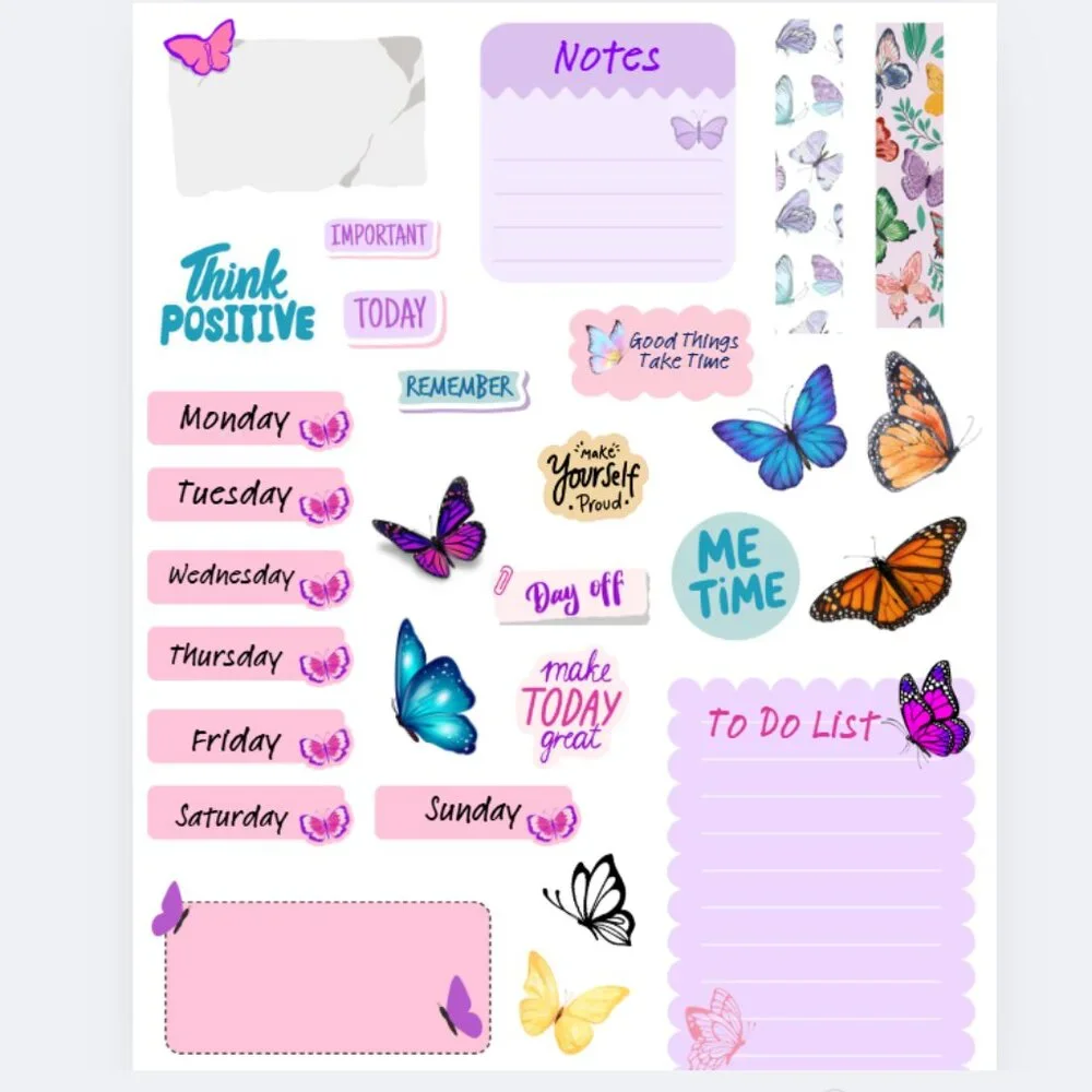 Handmade Butterfly Themed Planner Stickers, journal, Calendar, organize, weekly